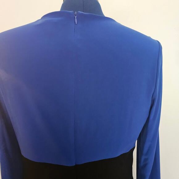 Ralph Lauren Blue and Black Long Sleeve Body Con Color Block Dress Size Med - Picture 5 of 10
